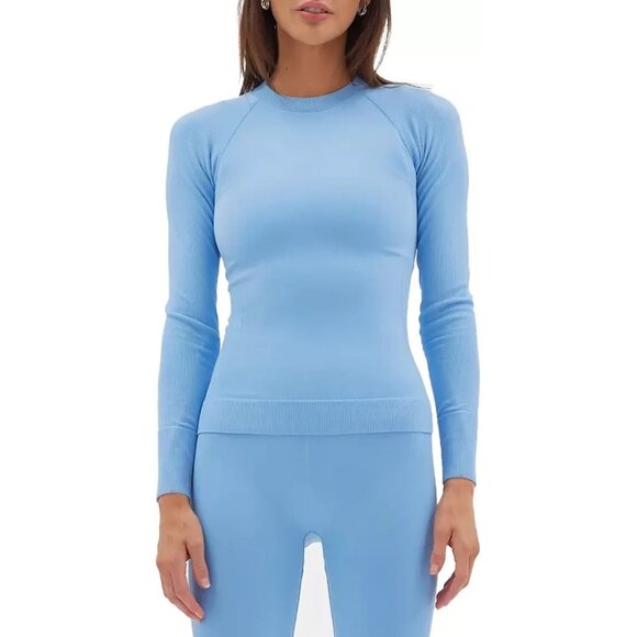 Halfdays Women's Johnson Baselayer Top Forget Me Not Blue Size XL Stretch - Picture 1 of 7
